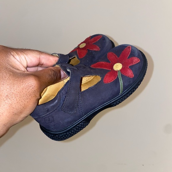 Elephanten Girls Size 26 (10T) Navy Red Flower Mary Jane Shoes School - Picture 2 of 7